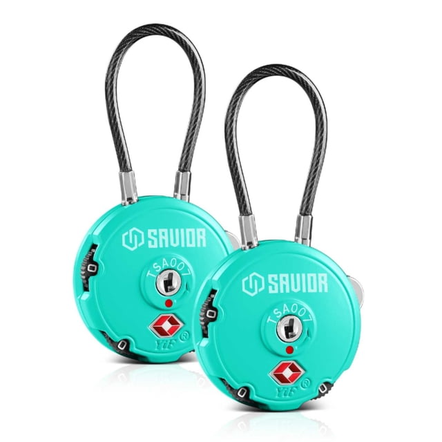 Savior Equipment 3 Digit Cable Lock 2 Pack Savior Teal Small - Savior Equipment