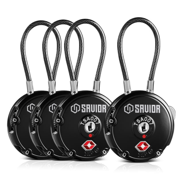 Savior Equipment 3 Digit Cable Lock 4 Pack Black Small - Savior Equipment