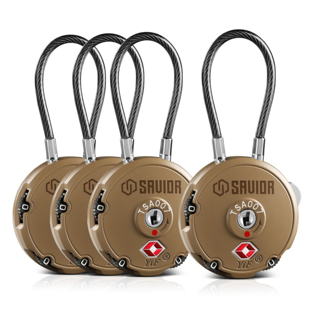Savior Equipment 3 Digit Cable Lock 4 Pack Dark FDE Small - Savior Equipment
