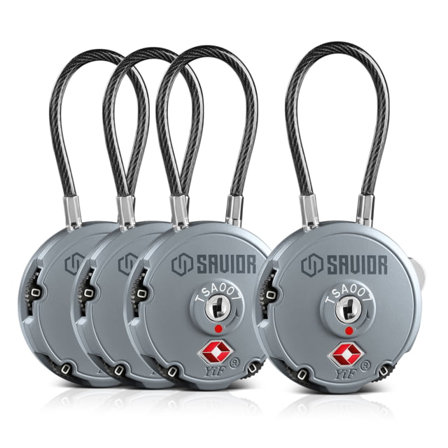 Savior Equipment 3 Digit Cable Lock 4 Pack Grey Small - Savior Equipment