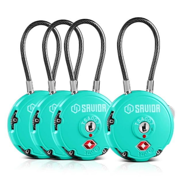 Savior Equipment 3 Digit Cable Lock 4 Pack Savior Teal Small - Savior Equipment