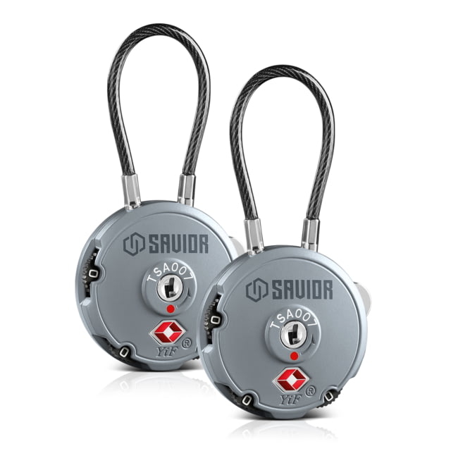 Savior Equipment 3 Digit Cable Lock 2 Pack Grey Small - Savior Equipment