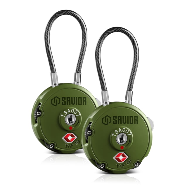 Savior Equipment 3 Digit Cable Lock 2 Pack OD Green Small - Savior Equipment