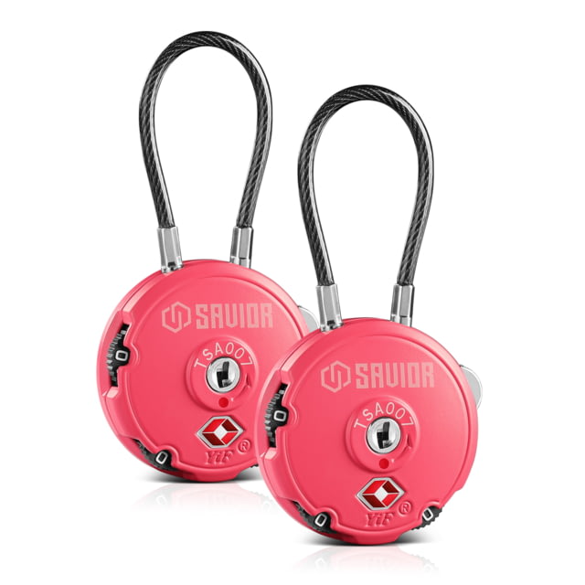 Savior Equipment 3 Digit Cable Lock 2 Pack Pink Small - Savior Equipment