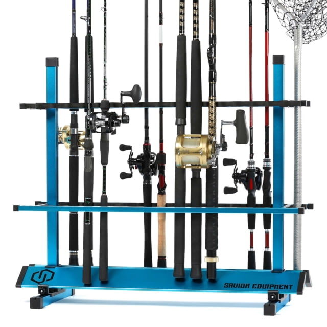 Savior Equipment Aluminum Fishing Rod Rack 36 Slot Ocean Blue 35in x 30.25in x 14.75in