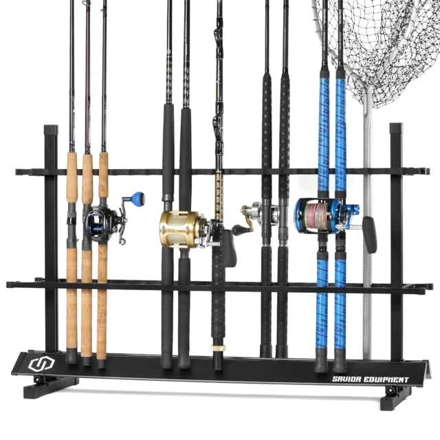 Savior Equipment Aluminum Fishing Rod Rack 48 Slot Carbon Black 46.5in x 30.25in x 14.75in