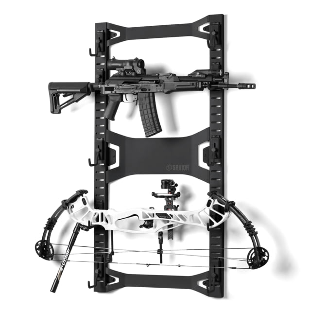 Savior Equipment Horizontal Wall Rack w/10 Hooks Black 43.5in H x 22.3in W x 0.75in D - Savior Equipment