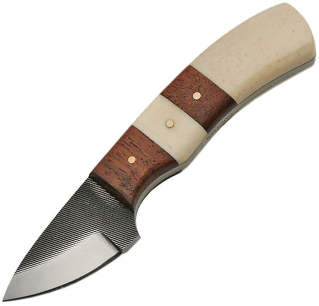 Sawmill Filework Hunter Fixed Blade Knife 2in Standard Edge Bone and Wood Handle - Sawmill