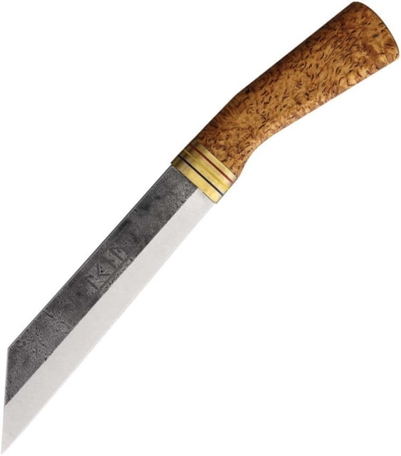 Scandinoff Valknut Classic Viking Knife 11.63in Overall 6.63in Stonewash Sleipner Tool Steel Wharncliffe Blade Curly Birch Handle Brass Blue - Scandinoff
