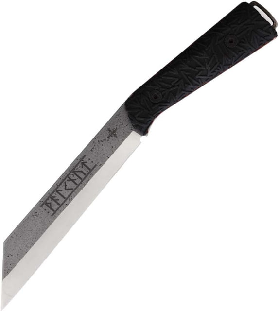 Scandinoff Valknut New Age Runes Knife 11.88in Overall 6.88in Stonewash Sleipner Tool Steel Wharncliffe Blade Black Resin Handle Viking Rune Design - Scandinoff