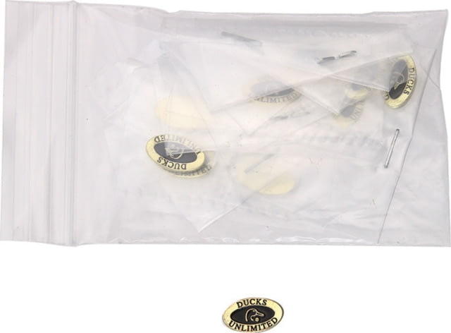 Schrade Ducks Unlimited Shield Oval Design Brass Finish With Black Enamel Background 1/2in Overall Embossed Ducks Unlimited With Duck Head Package Of - Schrade