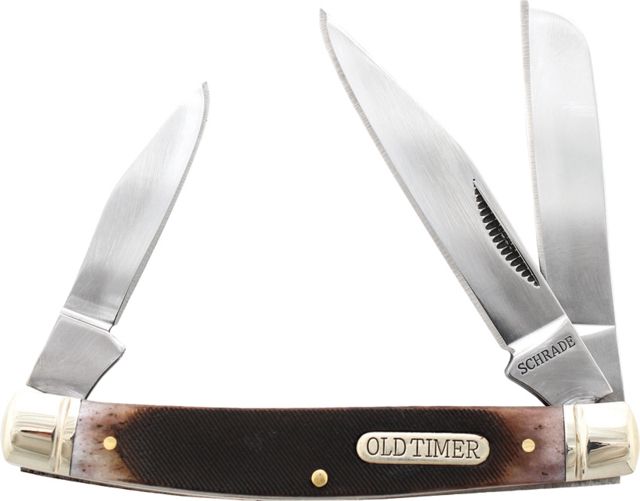 Schrade Middleman Folding KnifeClip and SheepsfootSawcut Bone Handle - Schrade