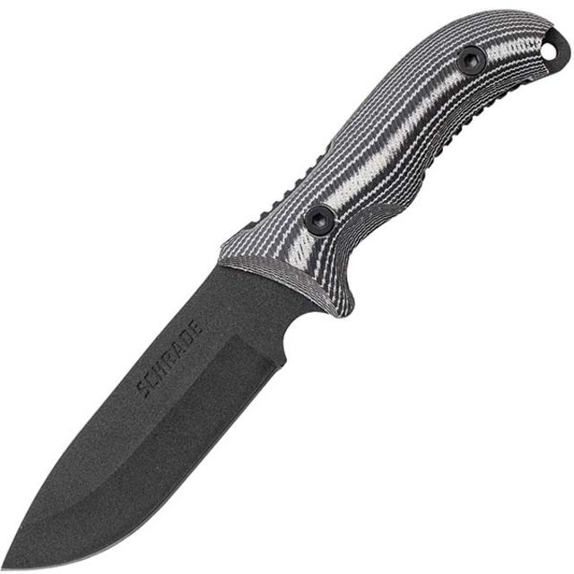 Schrade  Fixed Blade Knife5.05inMicarta Handle Black Drop Point Plain w/Sheath - Schrade