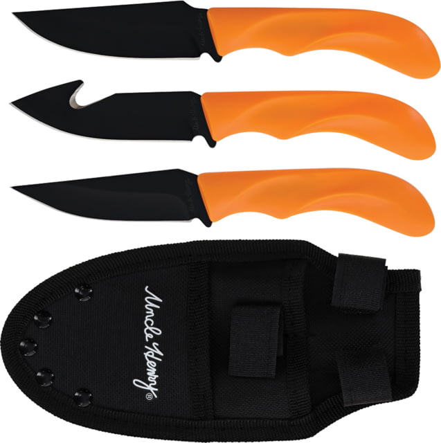 Schrade UH Fixed Blade Combo 7.5in Overall Hunter w/ 3.5in Blade 7.25in Overall Guthook w/ 3.25in Blade 7in Overall Caper w/ 3in Blade Orange Polymer - Schrade