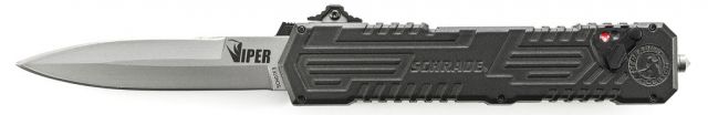 Schrade Viper 3rd Generation Automatic Folding Knife 3.5in 4034 Steel Plain Blade Black Titanium Nitride