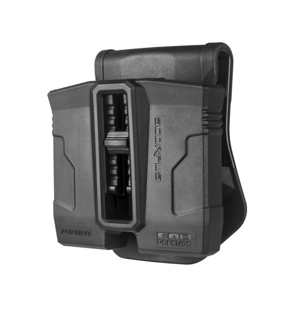 Scorpus Double Magazine Pouch for .45/10mm Single-Stack  Steel Magazines Paddle and Belt Black - Fab Defense