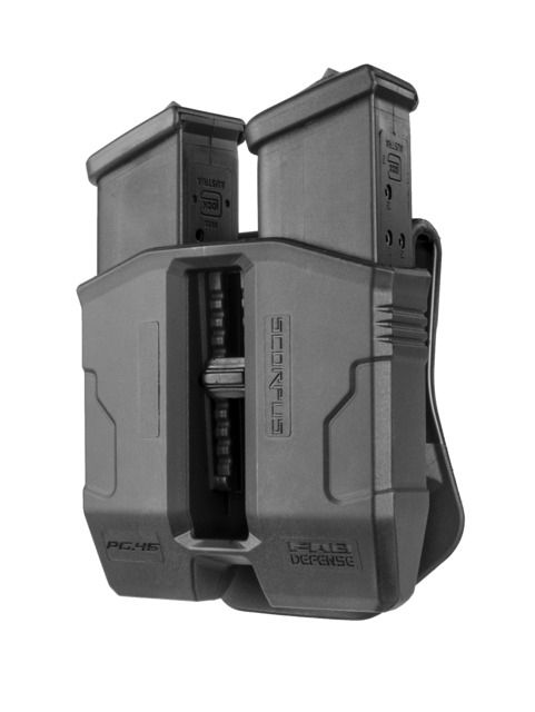 Scorpus Double Magazine Pouch for Glock .45/10mm Paddle+Belt Black - Fab Defense