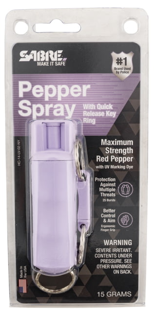 Sabre Pepper Spray W/ Quick Release Key Ring - Lavender - Security Equipment