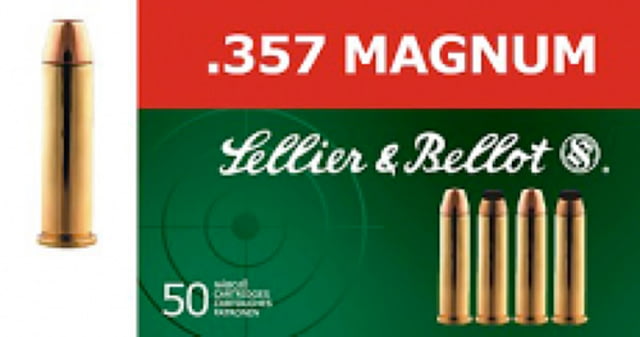 lier & Bellot 357 Magnum 158 Grain Lead Flat Nose Brass Cased Pistol 50 Rounds Ammo