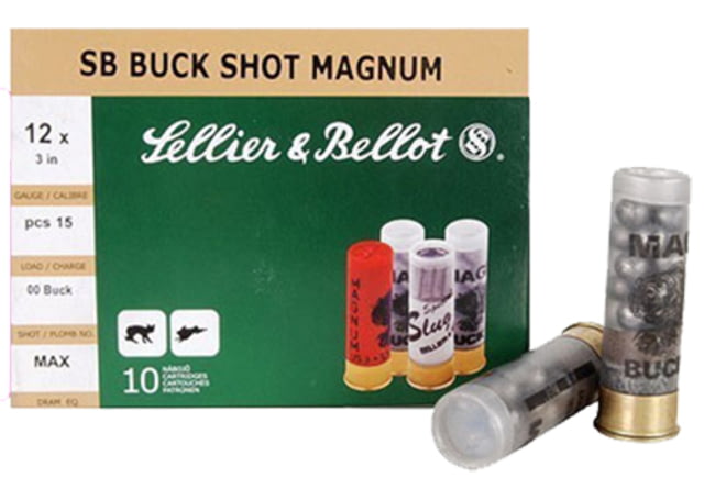 lier & Bellot SB 12 Gauge 15 Pellet 3in Shotgun Buckshot 1.875oz 10 Rounds Ammo