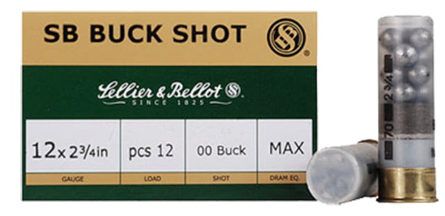 Sellier & Bellot SB 12 Gauge 9 Pellet 2.75in Shotgun Buckshot Ammo 1.125oz 10 Rounds lier & Bellot SB 12 Gauge 9 Pellet 2.75in Shotgun Buckshot 1.125oz 10 Rounds Ammo