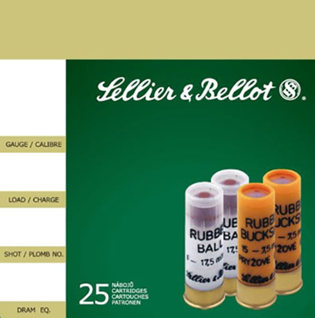 lier & Bellot Rubber Spherical 12 Gauge 17.5mm Shotgun 1 Ball 25 Rounds Ammo