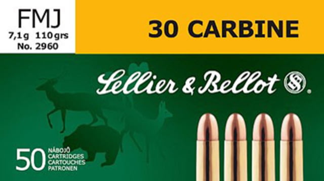 Sellier & Bellot 30 Carbine 110 Grain Full Metal Jacket Rifle Ammo 50 Rounds