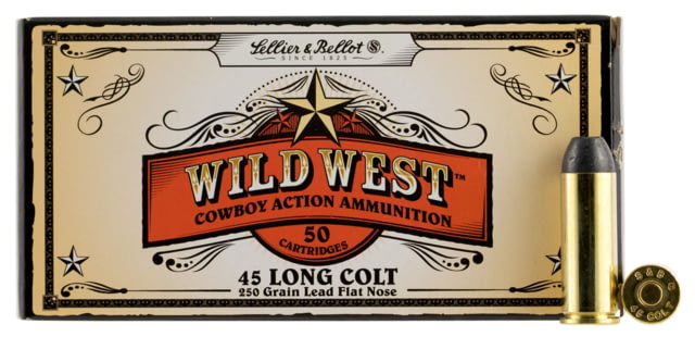 lier & Bellot 45 Colt 250 Grain Cowboy Action Lead Flat Nose Brass Cased Pistol 50 Rounds Ammo