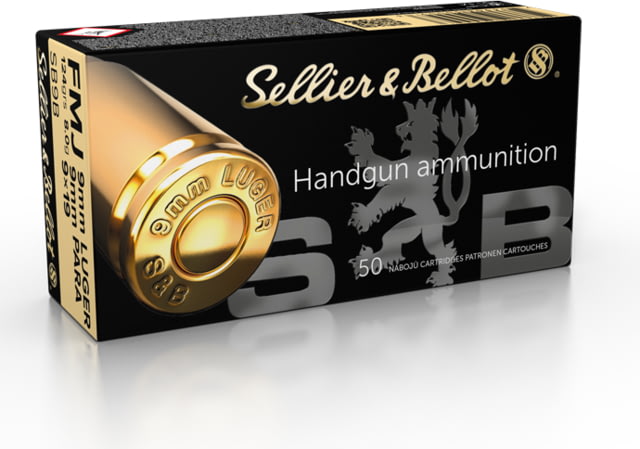 lier & Bellot 9mm Luger 124 Grain Full Metal Jacket Brass Cased Pistol 50 Rounds Ammo