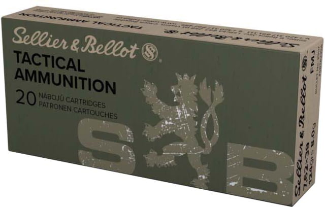 Sellier & Bellot 7.62x39mm 124 Grain FMJ Brass Cased Rifle Ammo 20 Rounds SB76239A