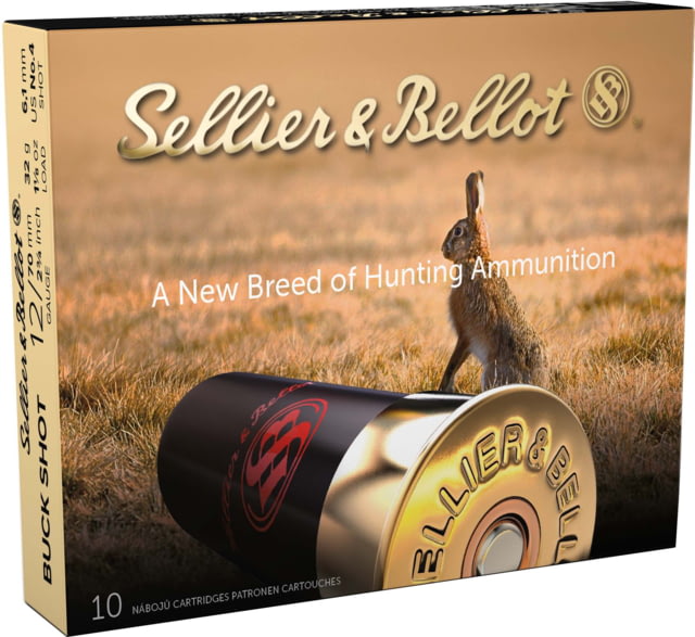 Sellier & Bellot SB 12 Gauge 21 Pellet 2.75in Shotgun Buckshot Ammo 1.125oz 10 Rounds SB12BSH
