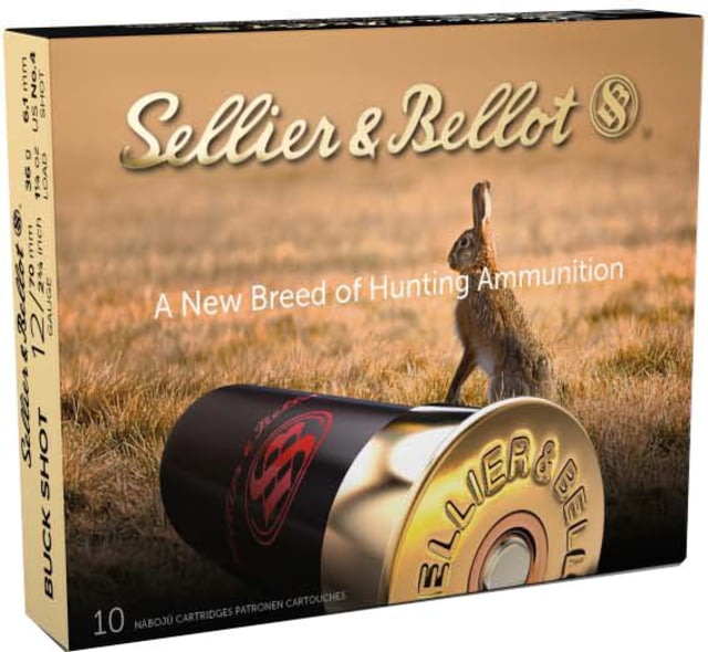 Sellier & Bellot SB 12 Gauge 27 Pellet 2.75in Shotgun Buckshot Ammo 1.25oz 10 Rounds SB12BSD