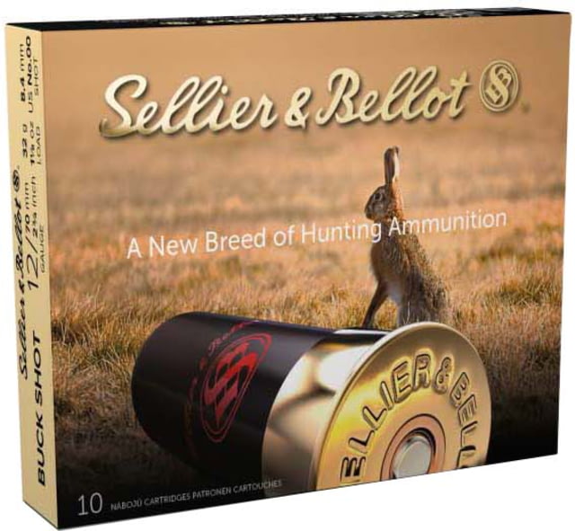 Sellier & Bellot SB 12 Gauge 9 Pellet 2.75in Shotgun Buckshot Ammo 1.125oz 10 Rounds SB12BSJ