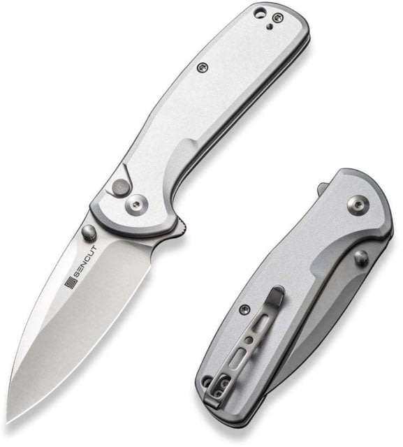 SENCUT Arcblast Flipper/thumb Stud Folding Knife 2.98inch Satin 9cr18mov Drop Point Plain Edge Blade Silver Aluminum Handle - Sencut