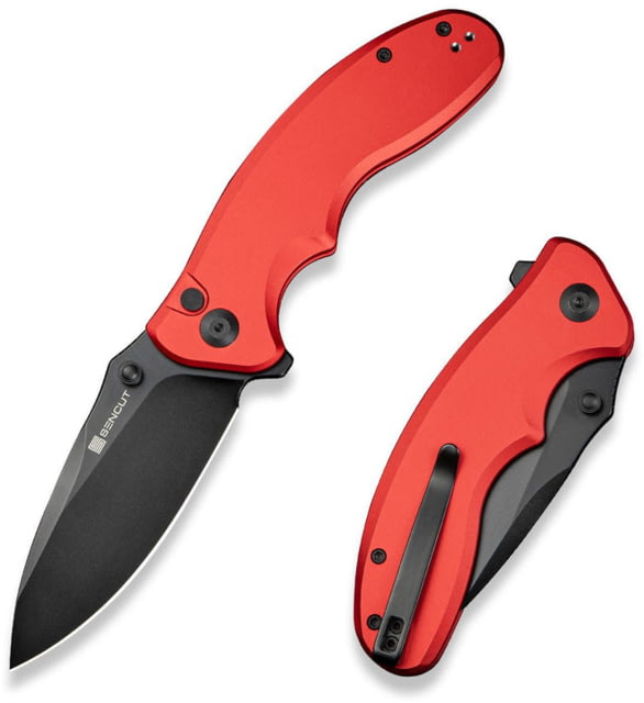 SENCUT Cybrix Flipper/thumb Stud Folding Knife 3.46inch Black 9cr18mov Drop Point Plain Edge Blade Red Aluminum Handle - Sencut