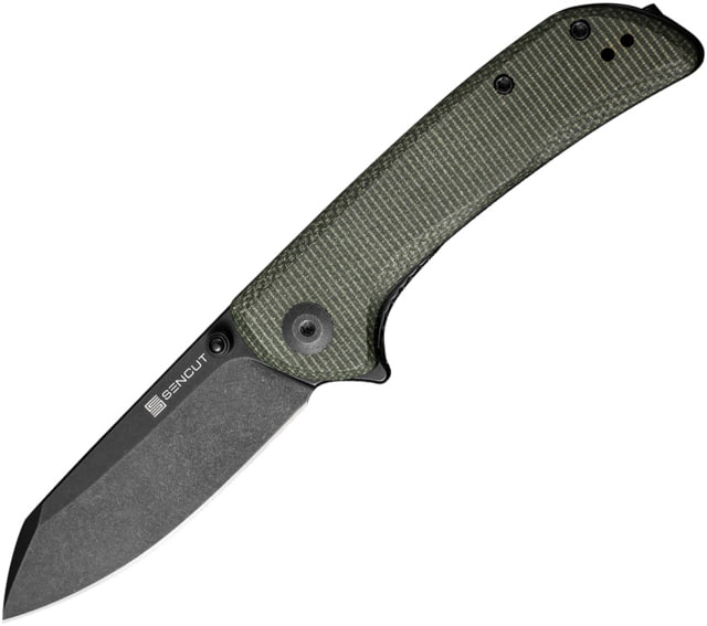 SENCUT Fritch Linerlock 3.00 in Folding Knife Green canvas micarta