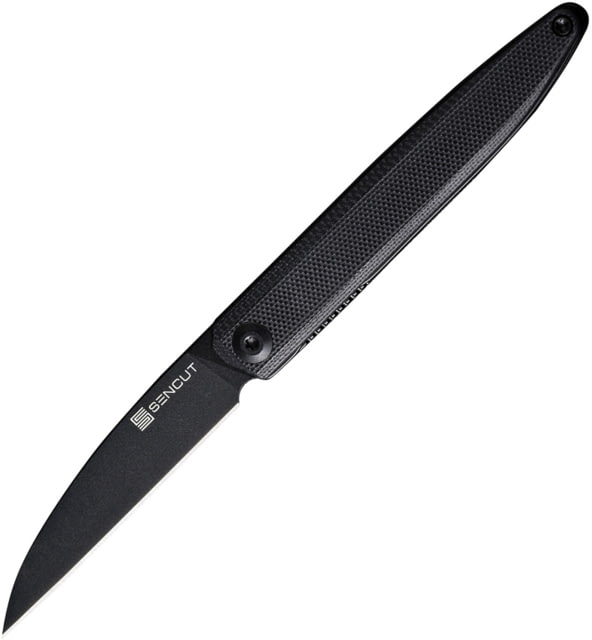 SENCUT Jubil Black Folding Knife 3.88in Closed 3in Black Finish D2 Tool Steel Wharncliffe Blade Black G10 Handle Nylon Case