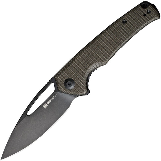SENCUT Mims Linerlock Micarta 3.50 in Folding Knife Green canvas micarta