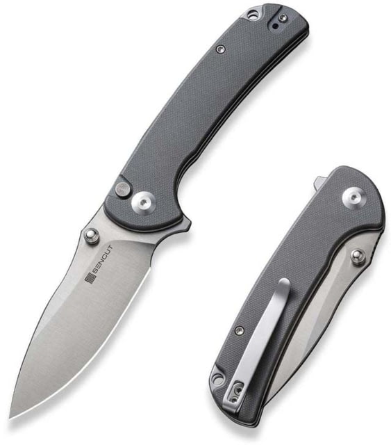 SENCUT Pulsewave Flipper/thumb Stud Folding Knife 3.45inch Satin 9cr18mov Drop Point Plain Edge Blade Gray G10 Handle