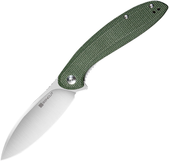 SENCUT San Angelo Linerlock Micarta 3.50 in Folding Knife Green canvas micarta