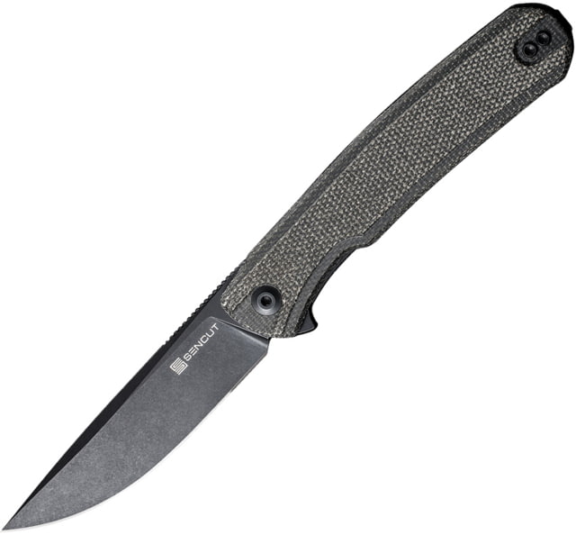 SENCUT Scitus Linerlock 3.50 in Folding Knife Green canvas micarta