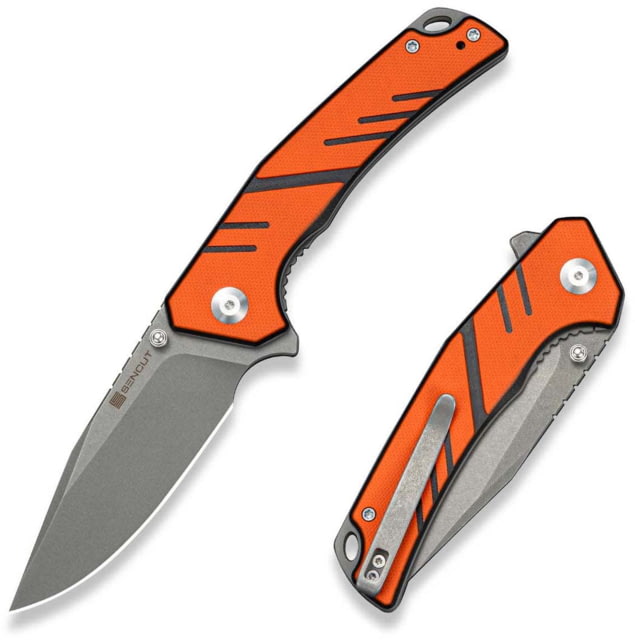 SENCUT Quirk Folding Knife 3.41in D2 Steel Clip Point Orange/Black G10 Handle - Sencut