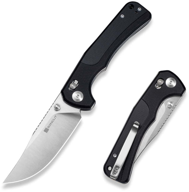 SENCUT Slybolt Folding Knife 3.59in 9Cr18MoV Clip Point Blade Black G10 Handle - Sencut