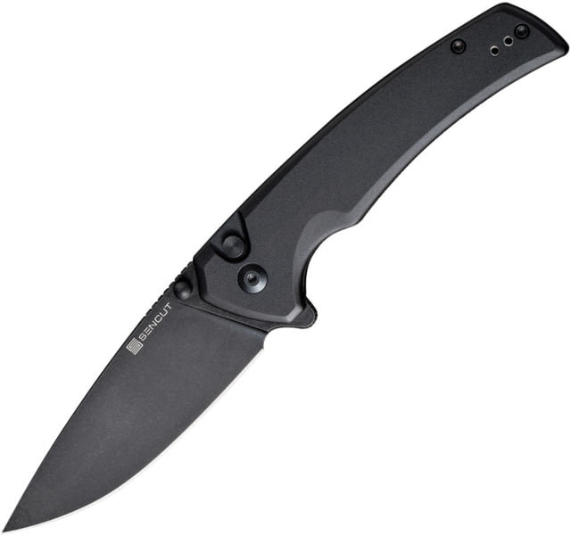 SENCUT Serene Black Folding Knife 4.5in Closed 3.5in Black Stonewash D2 Tool Steel Blade Black Aluminum Handle Nylon Case - Sencut