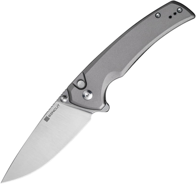 SENCUT Serene Gray Folding Knife 4.5in Closed 3.5in Satin D2 Tool Steel Blade Gray Aluminum Handle Nylon Case - Sencut