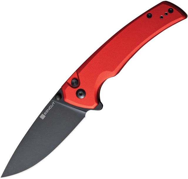 SENCUT Serene Red Folding Knife 4.5in Closed 3.5in Black Stonewash D2 Tool Steel Blade Red Aluminum Handle Nylon Case - Sencut