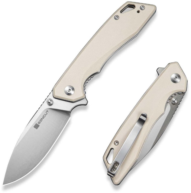 SENCUT Stratex Folding Knife 3.17 in 9Cr18MoV Drop Point Blade Ivory G10 Handle