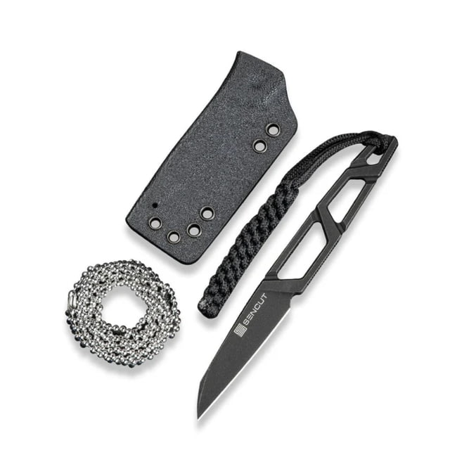 SENCUT Texo Fixed Blade Neck Knife 1.97inch Black 9cr18mov Reverse Tanto Plain Edge Blade Skeletonized Handle & Kydex Sheath - Sencut