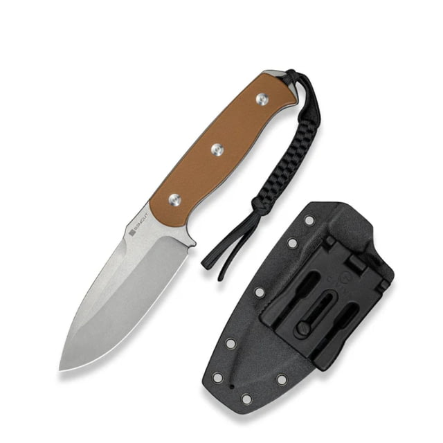 SENCUT Toxodon Fixed Blade Knife 4.57inch Satin 9cr18mov Drop Point Plain Edge Blade Brown G10 Handle & Kydex Sheath - Sencut