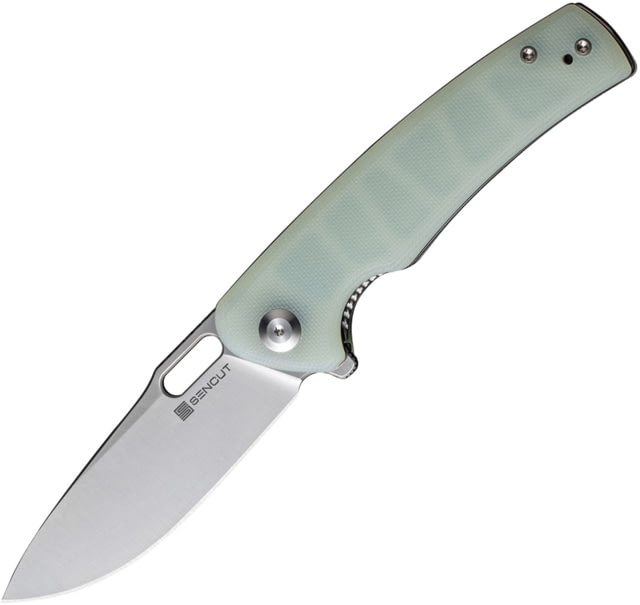 SENCUT Vesperon Jade Folding Knife 4.5in Closed 3.38in Satin 9Cr18MoV Stainless Steel Blade Jade G10 Handle